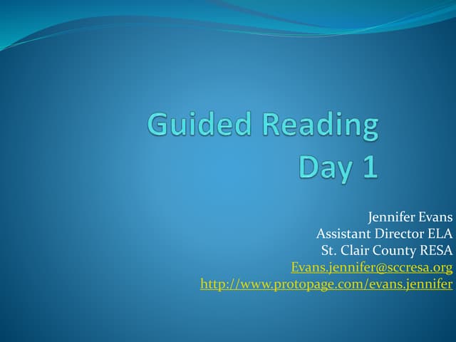 Kimball guided reading day 1