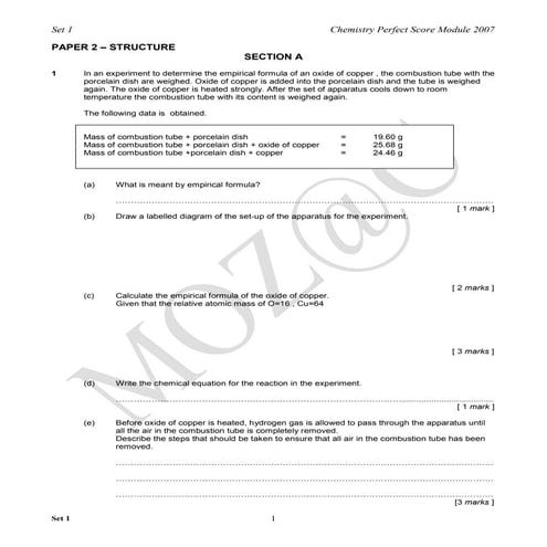 Kimia set 1 perfect score