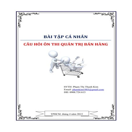 Tổng hợp câu hỏi ôn thi quản trị bán hàng (có đáp án chi tiết)