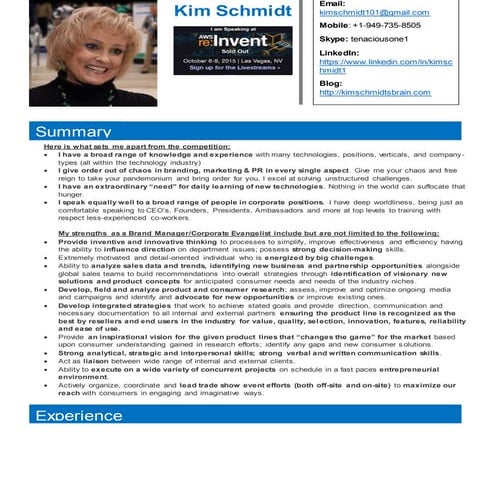 Kim Schmidt's Resume