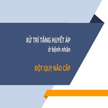 Kiểm soát huyết áp trong đột qụy não - TBFTTH ( XỬ TRÍ TĂNG HUYẾT ÁP ở bệnh nhân ĐỘT QUỴ NÃO CẤP )