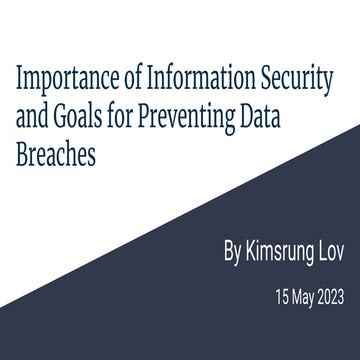  Importance of Information Security and Goals for Preventing Data Breaches