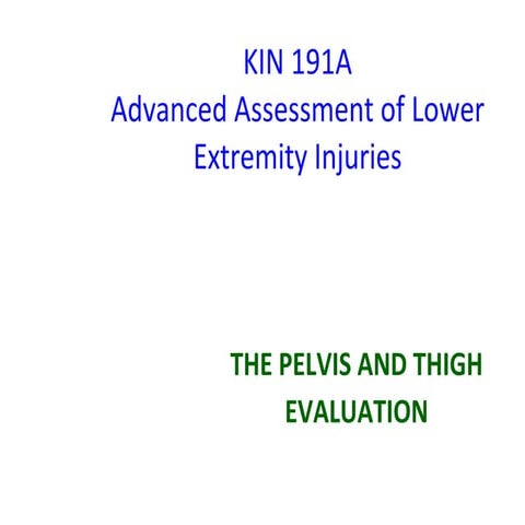 Kin191 A.Ch.8. Pelvis. Thigh. Evaluation
