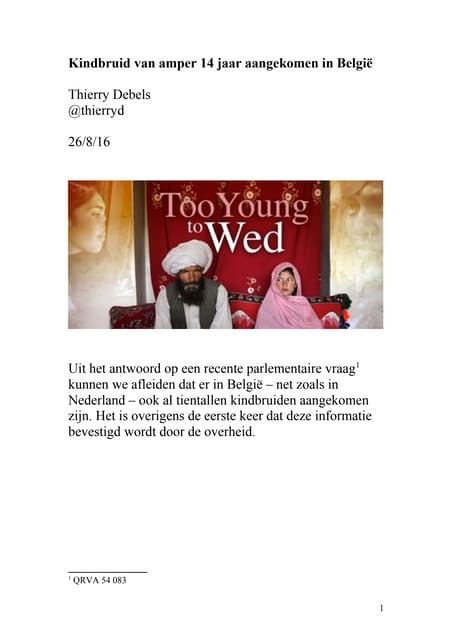 Kindbruid van amper 14 jaar aangeko...