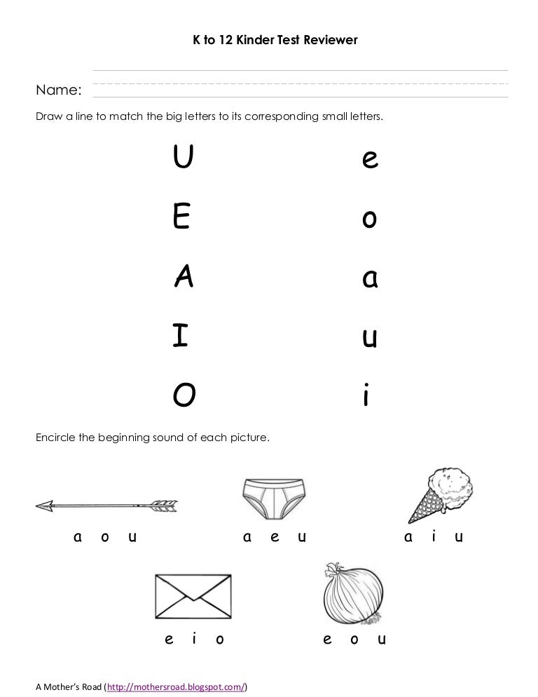 Kinder Test Reviewer (K to 12) June
