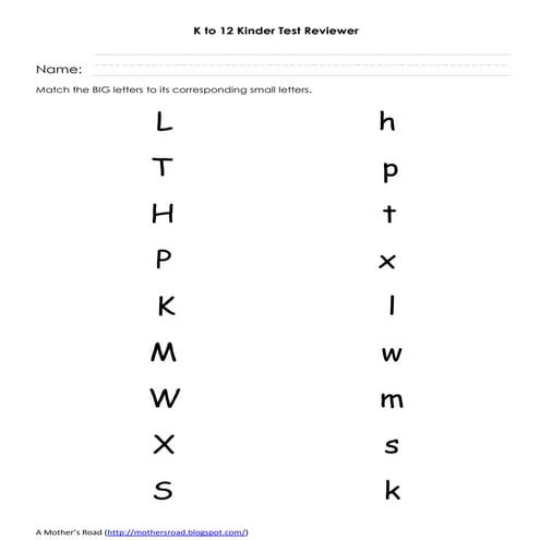 Kinder Test Reviewer (K to 12) August