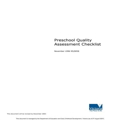 Kindergartenquality checklist