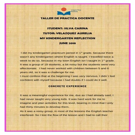 Kindergarten reflection