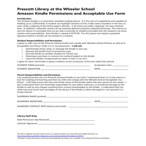 Kindle consent form