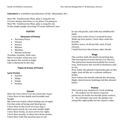 Kinds of Children's Literature