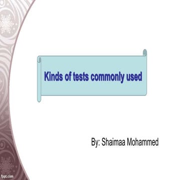 Kinds of tests_commonly_used