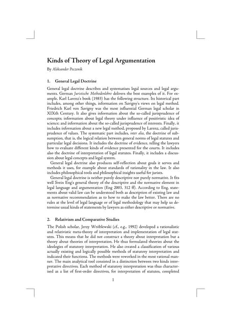 Kinds Of Theory Of Legal Argumentation