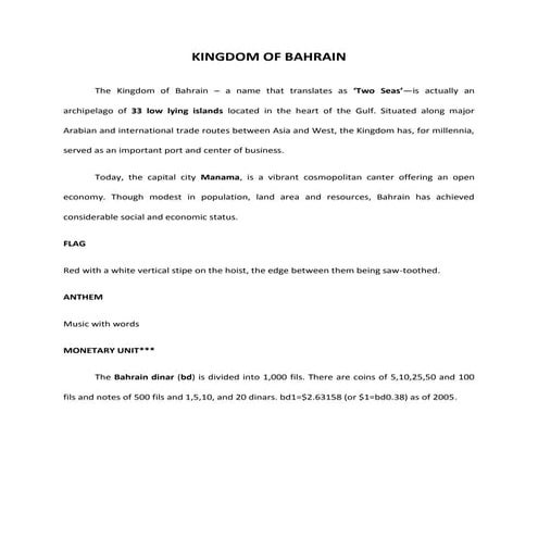 Kingdom of bahrain - narrative report | DOCX