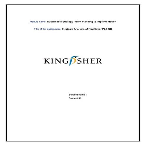 Kingfisher assignment