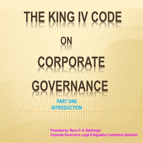 KING IV Report On Corporate Governance In South Africa Part I 