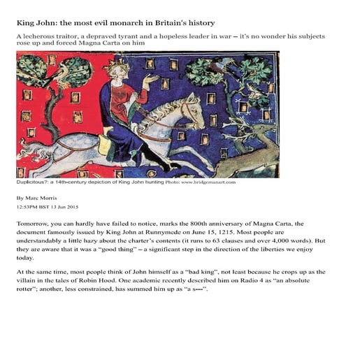 King john  the most evil monarch in britain's history   telegraph