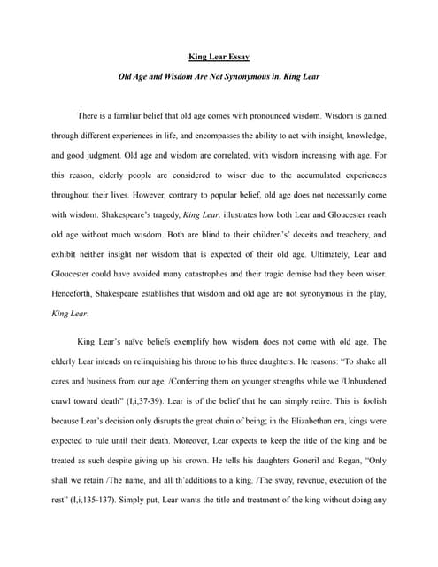 king lear essay questions