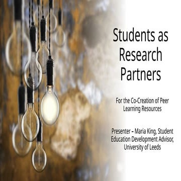 Students as Research Partners for the Co-Creation of Peer Learning Resources,...