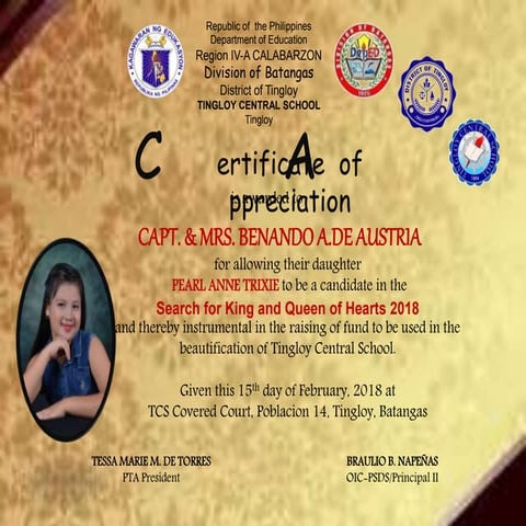 Kings and queen of hearts certifiactes