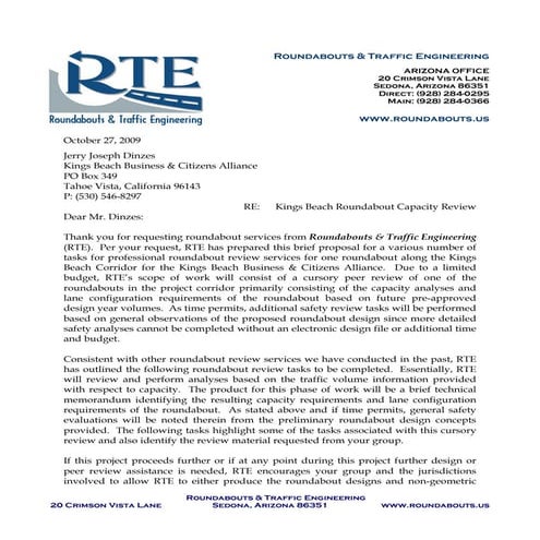 Kings Beach Roundabout Capacity Review