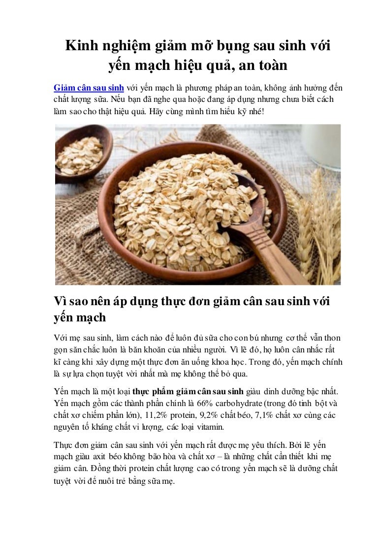 Kinh nghiệm giảm mỡ bụng sau sinh với yến mạch hiệu quả, an toàn 3 kinh nghiem giam mo bung sau sinh voi yen mach hieu qua an toan 211112145520 thumbnail 4