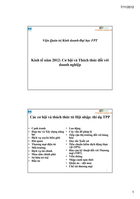 Thuyết trình về kinh tế Việt Nam 2012