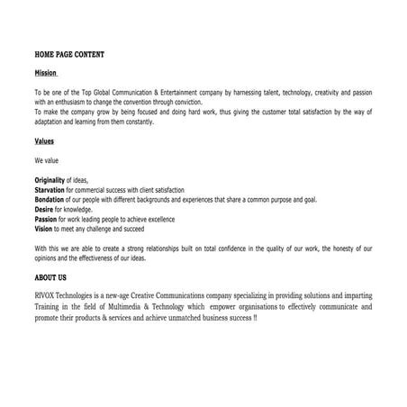 Rivox technology Presentation