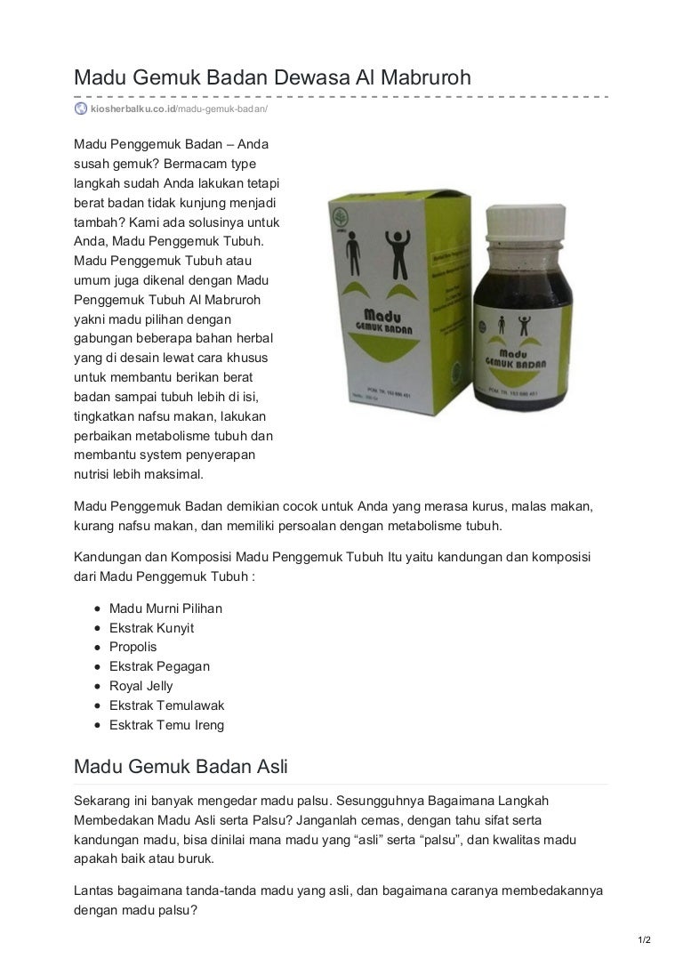 Kiosherbalku Co Id Madu Gemuk Badan Dewasa Al Mabruroh Kiosherbalku Co Id Madu Gemuk Badan Dewasa Al Mabruroh