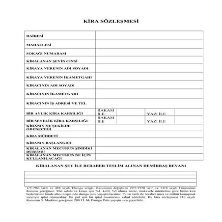 Ki̇ra kontrat ornegi̇ | DOC