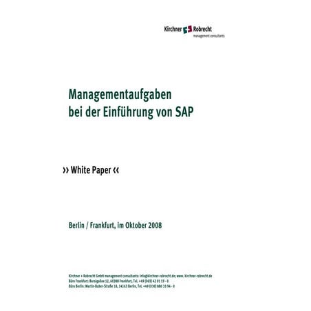 Managmentaufgaben bei der Einführung von SAP