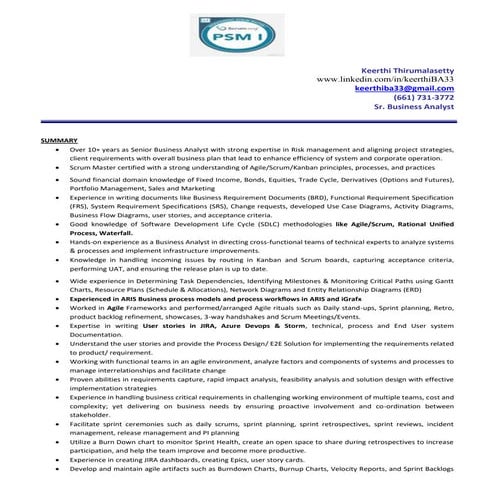 Kirthi Thirumalasetty resume For any part time