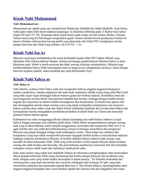 KISAH NABI ZAKARIA A.S, NABI DAUD A.S, NABI IDRIS A.S, DAN 
