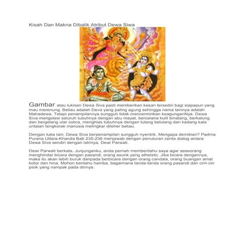 Kisah dan makna atribut Dewa Siwa