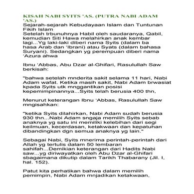 Kisah nabi syits | DOCX