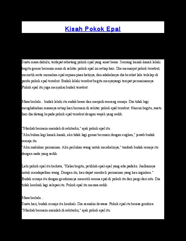 Kisah Pokok Epal