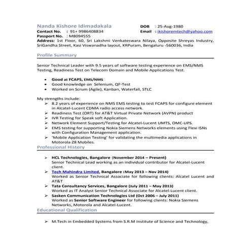 Kishore resume