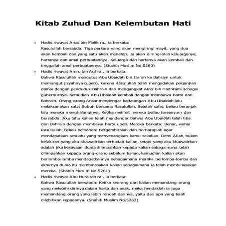 Kitab zuhud dan kelembutan hati