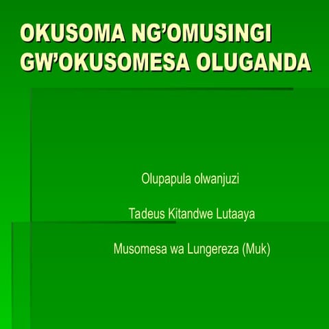 Comprehensive Guide to Foundational Reading Skills in Luganda Language ...