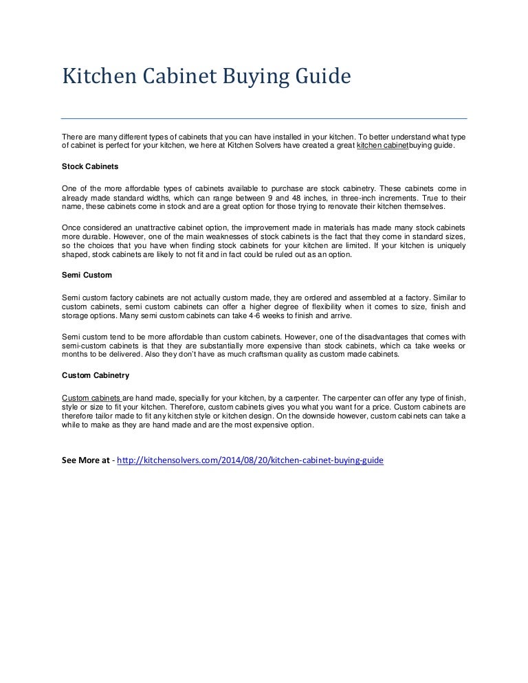 Kitchen Cabinet Buying Guide