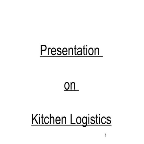 Kitchen logistics | PPT