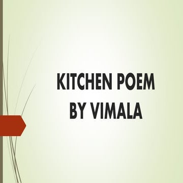  English Kitchen Poem by Vimala with Analysis.