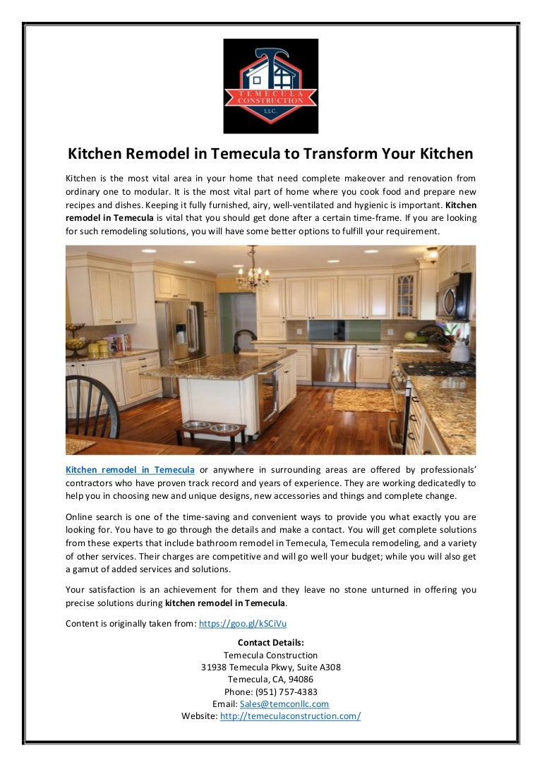 Kitchen Remodel In Temecula To Transform Your Kitchen