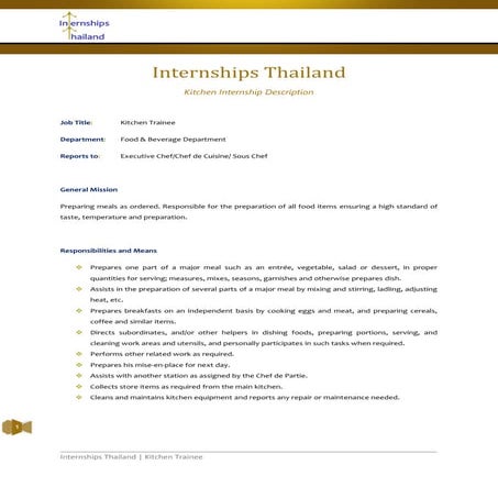 Kitchen trainee | PDF