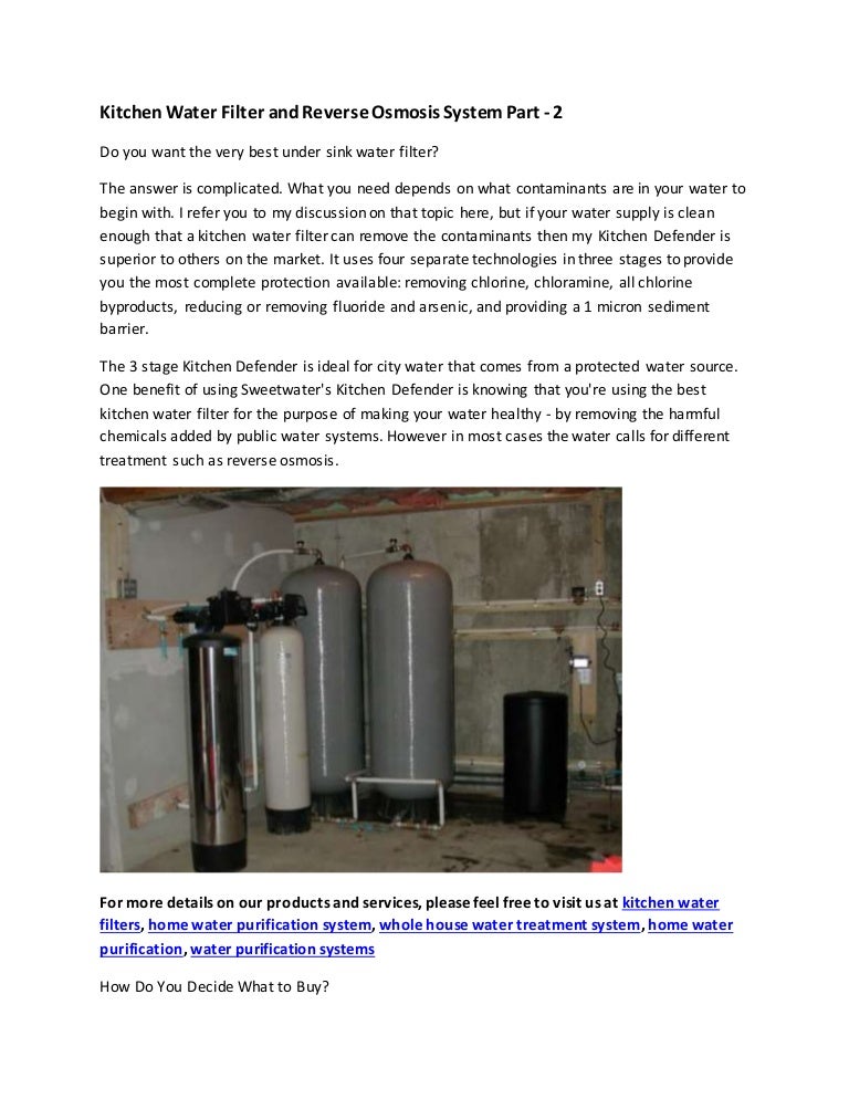 Kitchen Water Filter And Reverse Osmosis System Part 2