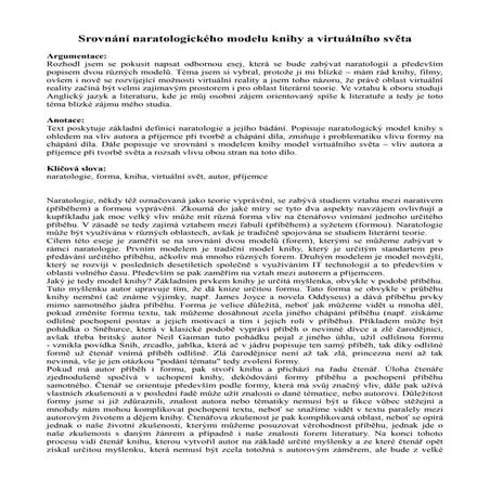 Křivánek - kpii - 13 - naratologie
