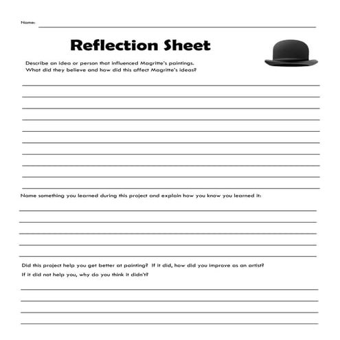 Magritte Reflection Sheet 2014