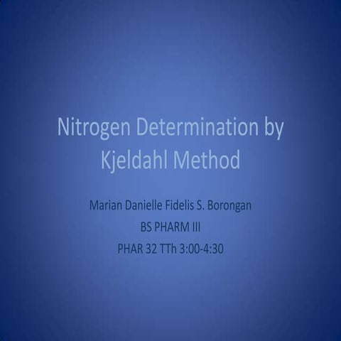Example Kjeldahl Method