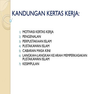 Memperkasakan Pustakawan Islam.