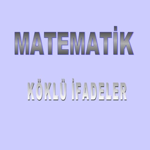 Köklü ifadeler
