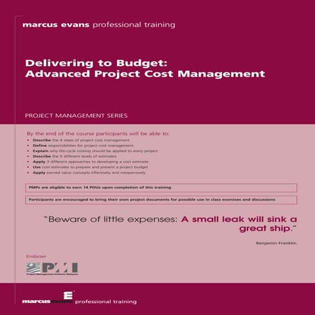 Delivering to Budget: Advanced Project Cost Management